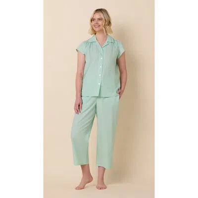 The Cat's Pajamas Luxe Pima Capri Print Set In Green