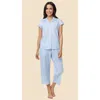 The Cat's Pajamas Luxe Pima Capri Set In Blue