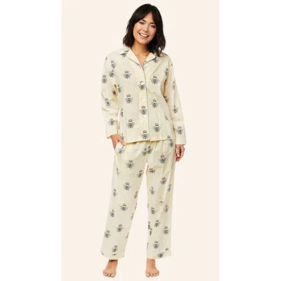 The Cat's Pajamas Luxe Pima Pajama Set Conversational In Brown
