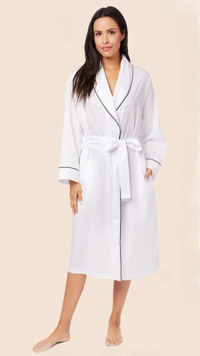 The Cat's Pajamas Luxe Pima Shawl Collar Robe In White