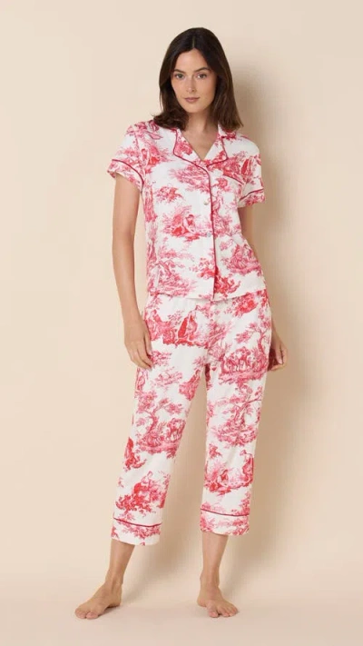 The Cat's Pajamas Pima Knit Capri Set In Pink