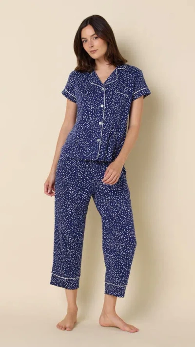 The Cat's Pajamas Pima Knit Capri Set In Blue