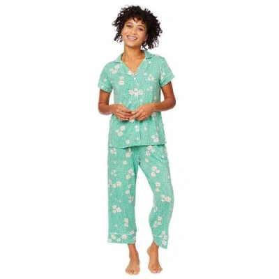 The Cat's Pajamas Pima Knit Capri Set In Lazy Daisy