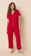 The Cat's Pajamas Pima Knit Capri Set Print In Red