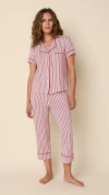 The Cat's Pajamas Pima Knit Cropped Pajama Set In Purple