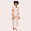 The Cat's Pajamas Pima Knit Cropped Pajama Set In Pink