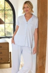 The Cat's Pajamas Pima Knit Cropped Pajama Set In White