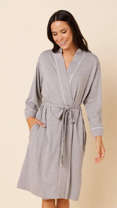 The Cat's Pajamas Pima Knit Kimono Robe In Gray