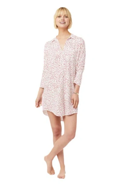 The Cat's Pajamas Pima Knit Night Shirt Stripes Dots In Pink