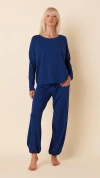 The Cat's Pajamas Pima Knit Pullover Set In Blue