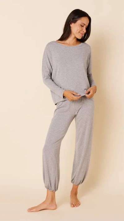 The Cat's Pajamas Pima Knit Pullover Set In Gray