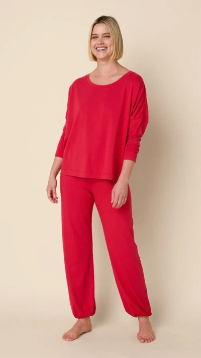The Cat's Pajamas Pima Knit Pullover Set In Red