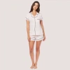 The Cat's Pajamas Pima Knit Short Pajama Set In White