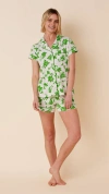 The Cat's Pajamas Pima Knit Short Pajama Set In Green