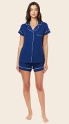 The Cat's Pajamas Pima Knit Short Pajama Set In Blue