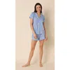 The Cat's Pajamas Pima Knit Short Pajama Set In Blue