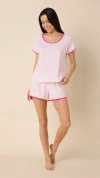 The Cat's Pajamas Pima Knit Short Simple Set In Multi