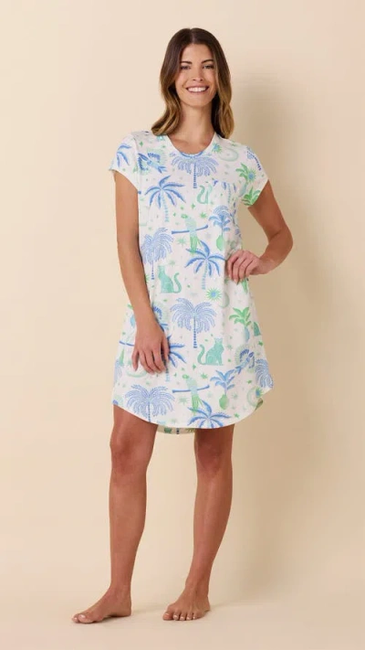 The Cat's Pajamas Pima Knit Short Sleeved Sleep Shirt In Multi