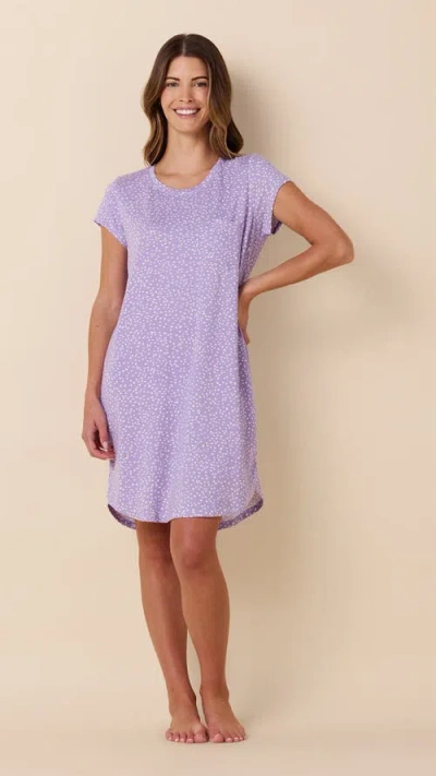 The Cat's Pajamas Pima Knit Short Sleeved Sleep Shirt In Purple