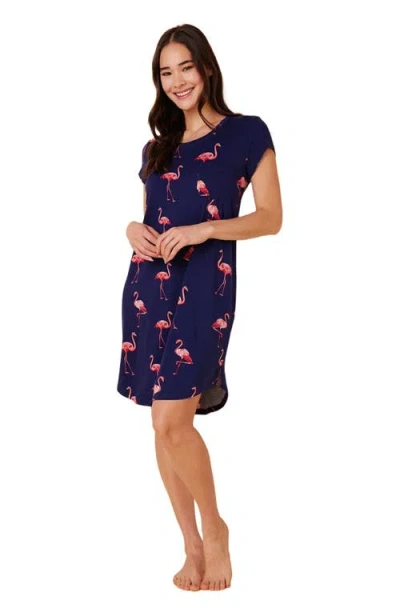 The Cat's Pajamas Pima Knit Short Sleeved Sleep Shirt Conversational In Multi