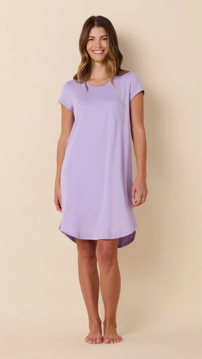 The Cat's Pajamas Pima Knit Short Sleeved Sleep Shirt In Purple