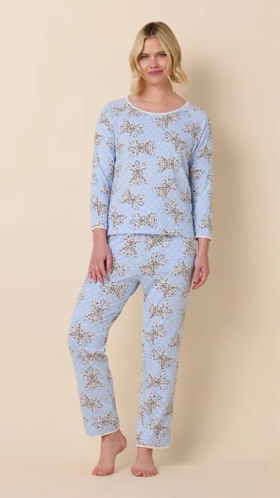 The Cat's Pajamas Pima Knit Simple Set In Blue