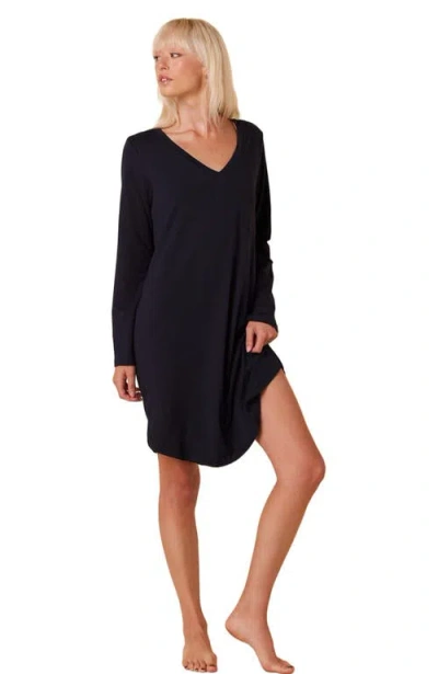 The Cat's Pajamas Pima Knit Sleep Shirt In Black