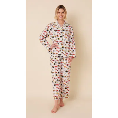 The Cat's Pajamas Poplin Cropped Pajama Set In Multi