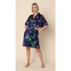 The Cat's Pajamas Silk Kimono Robe In Blue