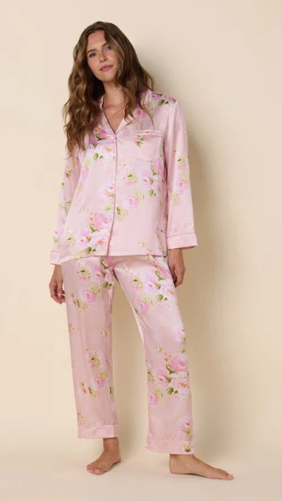The Cat's Pajamas Silk Pajama Set In Pink