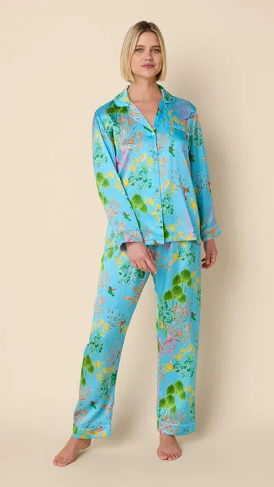 The Cat's Pajamas Silk Pajama Set In Animal Print