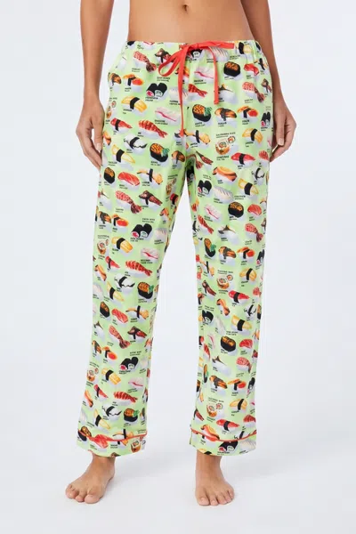 The Cat's Pajamas Sushi Poplin Pajama Pants In Sushi Wasabi