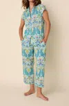 The Cat's Pajamas Voile Capri Pajama Set In Peacock In Blue