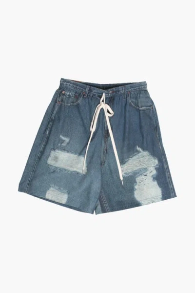 The Celect Dumb Printed Denim Short In Blue