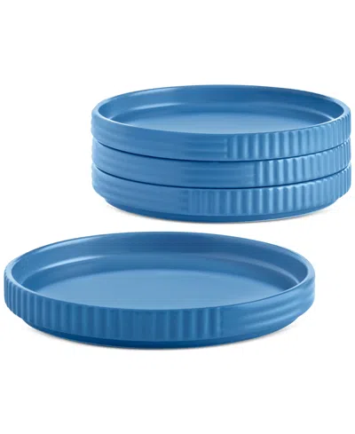 The Cellar Aaden Textured Appetizer Plates, Set Of 4, Exclusively At Macy's In Blue