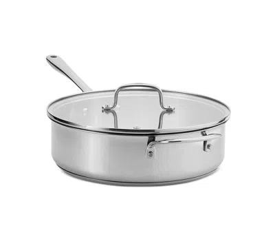 The Cellar Stainless-steel 5-qt. Covered Flat Saute Pan, Macy's Exclusive In Silver