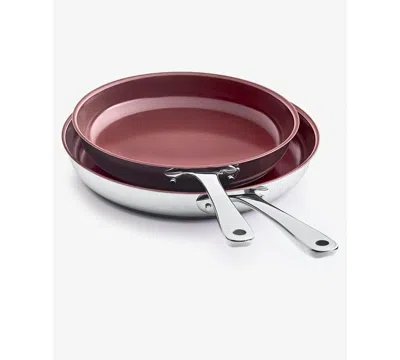 The Cellar Stainless-steel Nonstick 2-piece Frypan Set, Macy's Exclusive In Red,silver