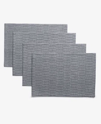 The Cellar Textured Cotton Placemats, Set Of 4, Macy's Exclusive In Blue