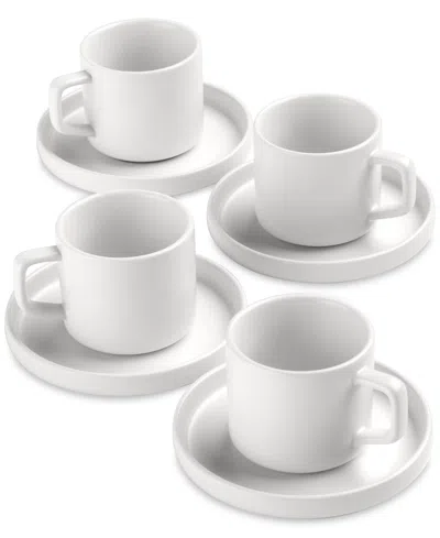 The Cellar Whiteware Espresso Cup & Saucer Set, Service For 4, Macy's Exclusive In Transparent