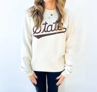 The Chester Drawer State Script Sweatshirt In Heather Natural In Multi