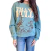 The Clandestine Underground Thankfull Oversized Cozy Sweatshirt In Artic Green In Multi