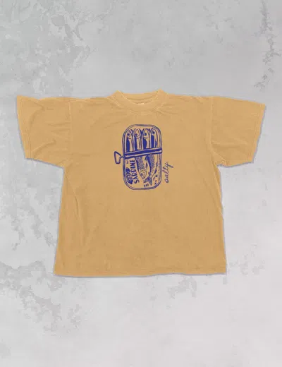 The Clandestine Underground Women's Salty Sardines Oversized Tee In Mustard In Yellow