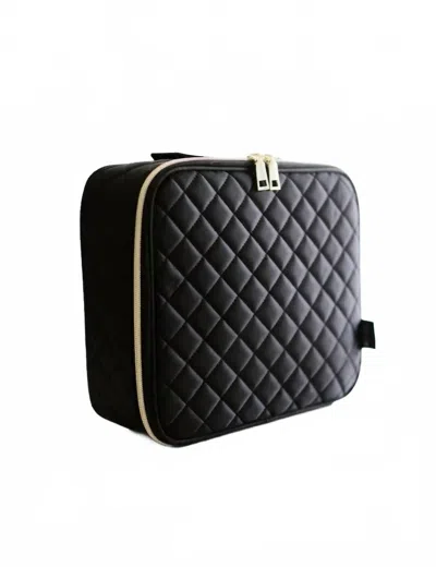 The Classy Cloth Mega Makeup Case In Black Quilted In Multi