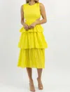 THE CLOTHING COMPANY EYELET MIDI DRESS IN LITTLE PALM LIME