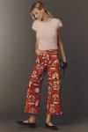 The Colette Collection By Maeve The Colette Crop Printed Ponte Trousers By Maeve In Red