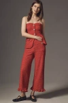 The Colette Collection By Maeve The Colette Crop Tweed Ruffle-hem Trousers By Maeve In Orange