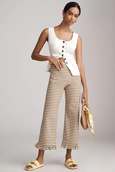The Colette Collection By Maeve The Colette Cropped High-rise Wide-leg Pants By Maeve: Gingham Magic Fabric Edition In Multicolor