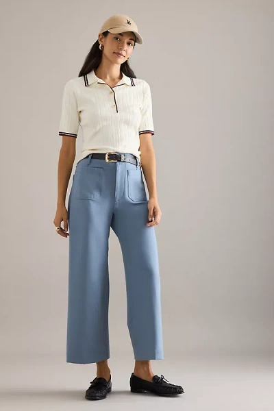 The Colette Collection By Maeve The Colette Cropped Wide-leg Trousers By Maeve: Ponte Edition In Blue
