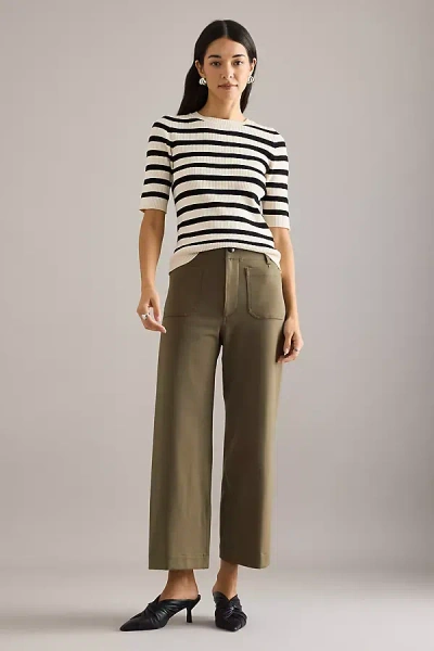 The Colette Collection By Maeve The Colette Cropped Wide-leg Trousers By Maeve: Ponte Edition In Green