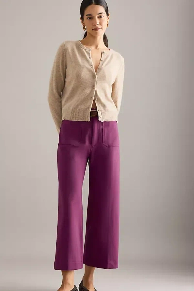 The Colette Collection By Maeve The Colette Cropped Wide-leg Trousers By Maeve: Ponte Edition In Purple